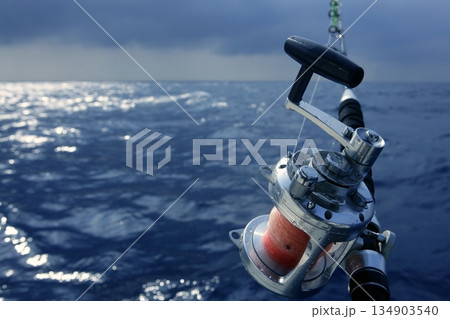 Angler boat big game fishing in saltwater 134903540