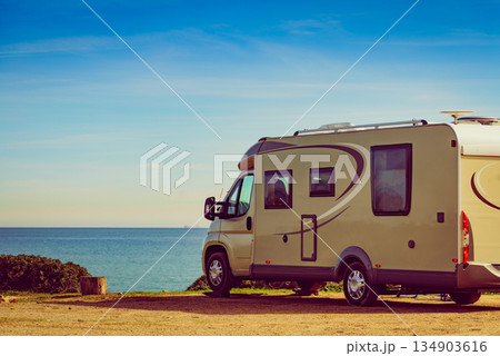 Rv caravan camping on beach Rv caravan camping on beach 134903616