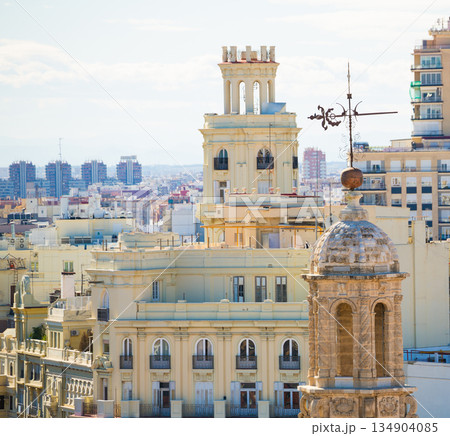 Valencia aerial skyline with Santa Catalina belfry tower Valencia aerial skyline with Santa Catalina belfry tower 134904085