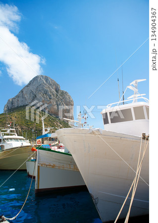 Calpe Alicante fisherboats with Penon de Ifach 134904367