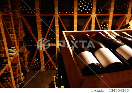 Wine Cellar from Mediterranean with bottles 134904399