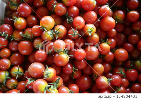 Abstract texture pattern of red cherry tomatoes 134904433