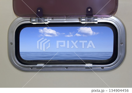 Boat porthole perfect sea view ocean blue 134904456