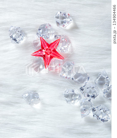 christmas red crystal star on ice cubes and fur christmas red crystal star on ice cubes and fur 134904466