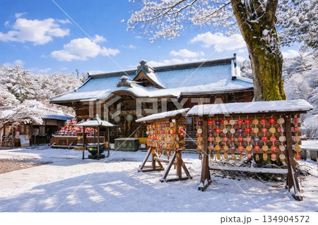少林山達磨寺　本堂　霊符堂　達磨堂　雪景色 134904572