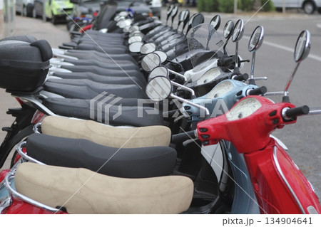 scooter mototbikes row many in rent store scooter mototbikes row many in rent store 134904641