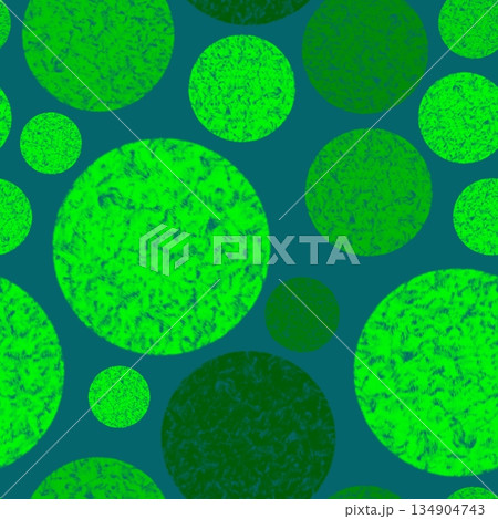 Abstract pattern with green textured circles on teal background. Marbled surfaces and random layout create vibrant organic texture for textile, wallpaper, decor, digital design Abstract pattern with green textured circles on teal background. Marbled surfaces and random layout create vibrant organic texture for textile, wallpaper, decor, digital design 134904743