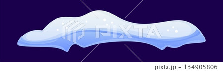 Winter snow ice cap with smooth curved snowy drift and small white snowflake dots across the top. Vector cartoon frozen snowdrift border for roof edges, window frame and holiday cold season decoration Winter snow ice cap with smooth curved snowy drift and small white snowflake dots across the top. Vector cartoon frozen snowdrift border for roof edges, window frame and holiday cold season decoration 134905806