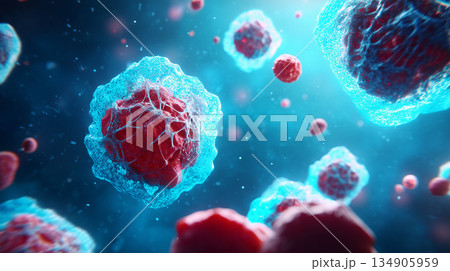 3D Stylized Rendering of Immune System T-Cells...のイラスト素材 [134905959 ...