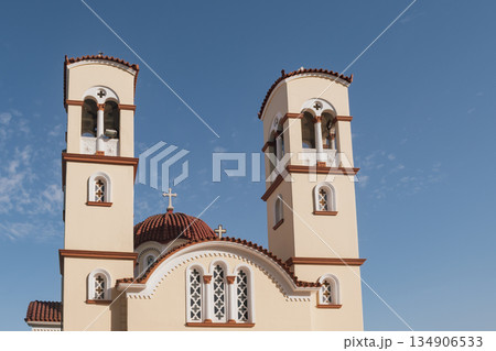 Orthodox Church of Analipsi in Georgioupolis, Crete, Greece on a Clear Day Orthodox Church of Analipsi in Georgioupolis, Crete, Greece on a Clear Day 134906533