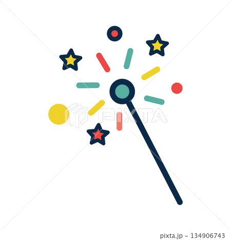Fireworks Sparkler Icon with Stars and Burning Tip 134906743