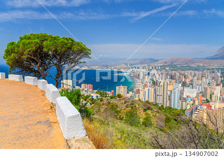 Benidorm cityscape, aerial panoramic view of Benidorm city centre 134907002
