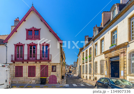 Street in Dijon city historical centre 134907336