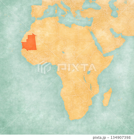 Map of Africa - Mauritania 134907398