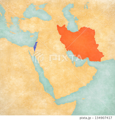 Map of Middle East - Iran and Israel 134907417