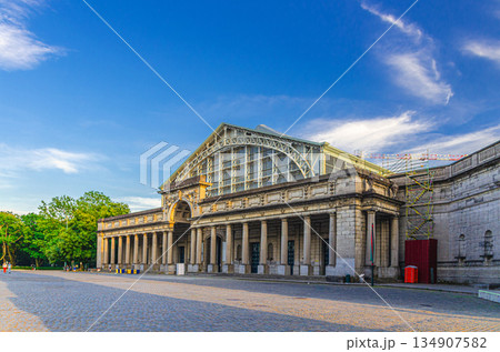 Autoworld Museum in Park of the Fiftieth Anniversary Parc du Cinquantenaire Jubelpark Jubilee Park in European Quarter of Brussels city, Brussels-Capital Region, Belgium 134907582