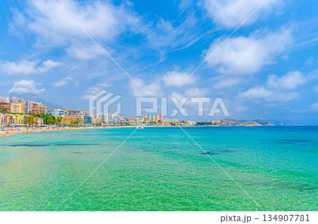 Coastline of Costa Blanca coast of Mediterranean Sea with azure water 134907781