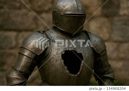 Steel armor with a hole. 134908204
