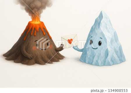 Vulcan gives a letter of love to an icy mountain. 134908553