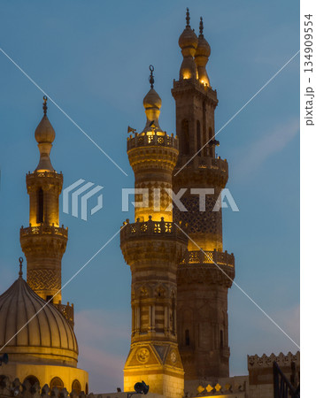 Tower minaret Of An Arabic Mosque by night  134909554