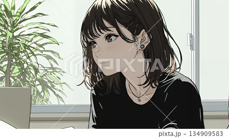 会議で発表している男性に魅了され、新しい恋の予感を抱いた若い女性