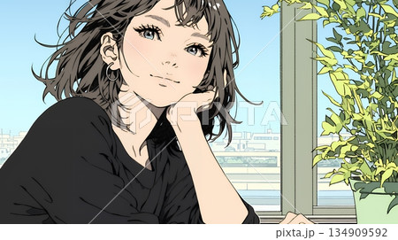 会議で発表している男性に魅了され、新しい恋の予感を抱いた若い女性