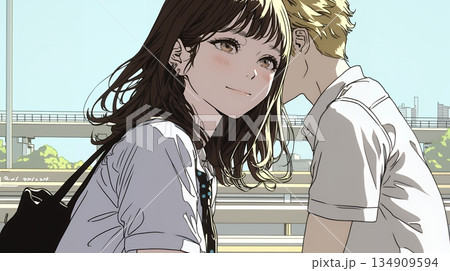 会議で発表している男性に魅了され、新しい恋の予感を抱いた若い女性