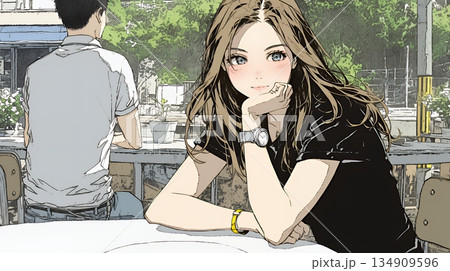 会議で発表している男性に魅了され、新しい恋の予感を抱いた若い女性