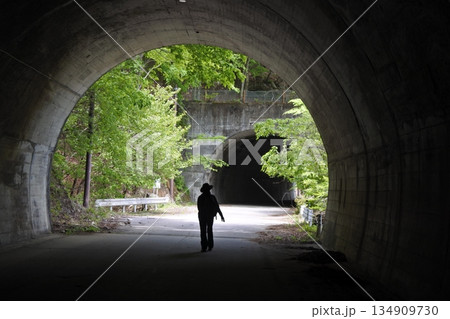 龍王峡、鬼怒川、散策路、道、路、トンネル、ハイカー 龍王峡、鬼怒川、散策路、道、路、トンネル、ハイカー 134909730