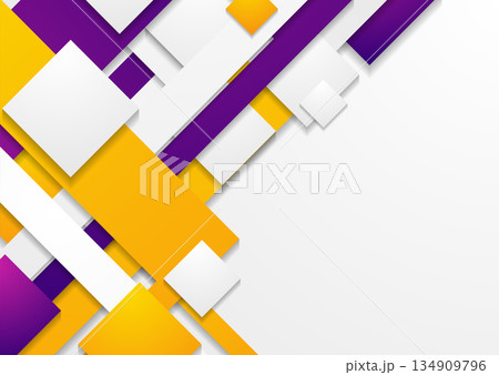 Violet yellow geometric stripes and squares abstract modern tech background Violet yellow geometric stripes and squares abstract modern tech background 134909796