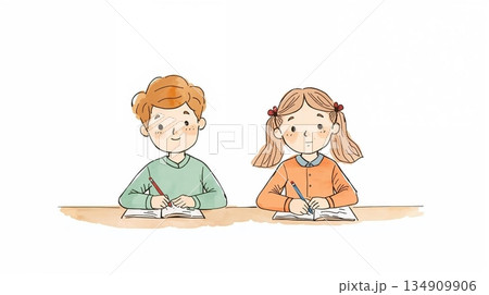 勉強をする子供 勉強をする子供 134909906