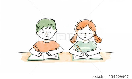 勉強をする子供 134909907