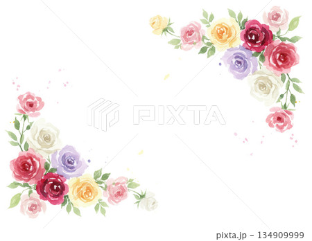 水彩で描いたバラの背景素材 134909999