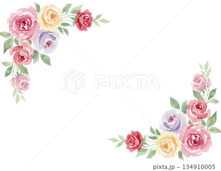 水彩で描いたバラの背景素材 134910005