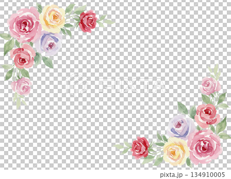 水彩で描いたバラの背景素材 134910005