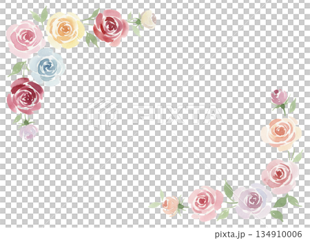 水彩で描いたバラの背景素材 134910006