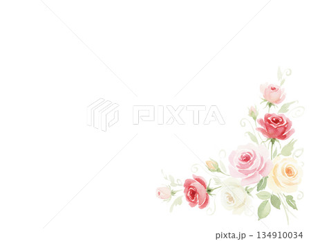 水彩で描いたバラの背景素材 134910034