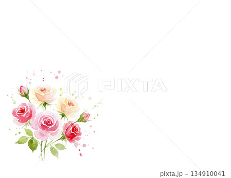 水彩で描いたバラの背景素材 134910041