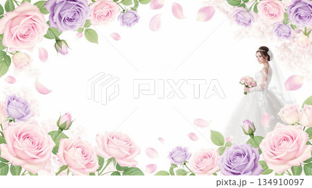 沢山のバラに包まれた花嫁 幸せいっぱい 沢山のバラに包まれた花嫁 幸せいっぱい 134910097