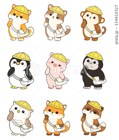 考えるスクールハットの動物たち 134910327