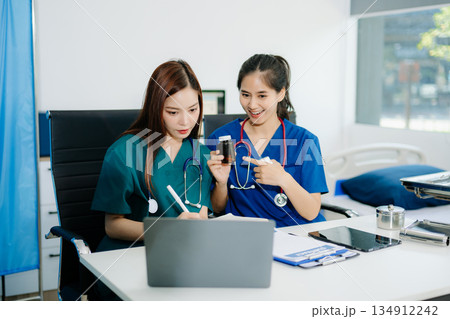 doctors and nurses working together in a modern office, showcasing healthcare teamwork, consultation, and professional care doctors and nurses working together in a modern office, showcasing healthcare teamwork, consultation, and professional care 134912242