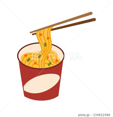 Ramen noodle instant cup with chopsticks Ramen noodle instant cup with chopsticks 134912480