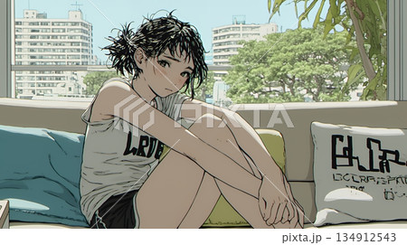 腹痛（生理痛）に苦しむ若い女性