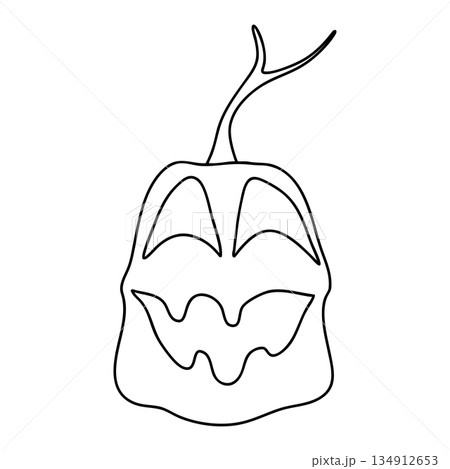Outline for Coloring of Halloween Pumpkin. One of the Fall Holiday Symbol. Vector Illustration. Outline for Coloring of Halloween Pumpkin. One of the Fall Holiday Symbol. Vector Illustration. 134912653