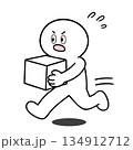 走って荷物を運ぶ棒人間 134912712