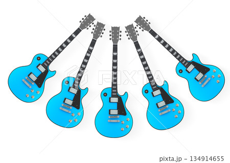Set of electric acoustic guitars isolated on white background. 134914655
