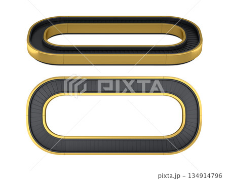 Set of Airport luggage conveyor belt from baggage claim area on white background. 134914796