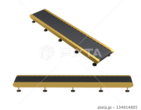 Set of Airport conveyor belt, line or baggage claim area on white background 134914805