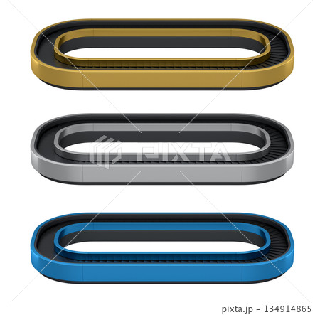 Set of Airport luggage conveyor belt from baggage claim area on white background. Set of Airport luggage conveyor belt from baggage claim area on white background. 134914865