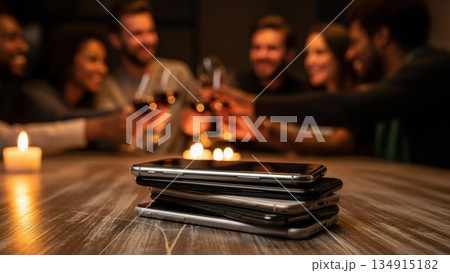 デジタルデトックスを楽しむ友人の夕食会 134915182